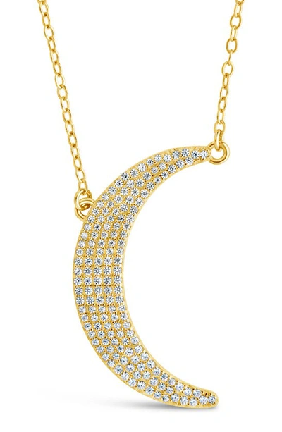 Shop Sterling Forever Cubic Zirconia Crescent Pendant Necklace In Gold