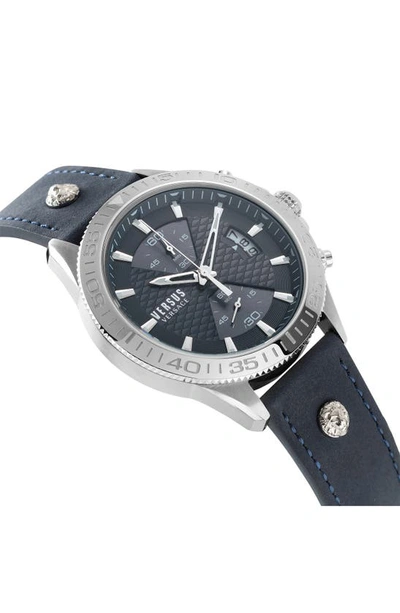 Shop Versus Griffith Leather Strap Chronograph Watch, 46mm In Stainless Steel