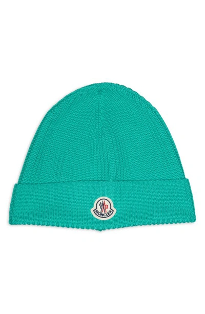 Shop Moncler Logo Patch Beanie In Olive