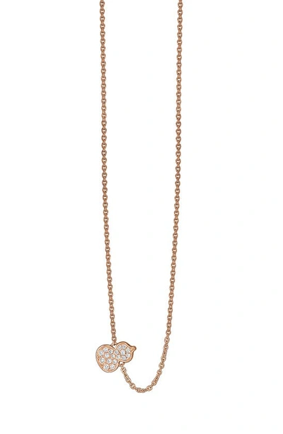 Shop Qeelin Petite Wulu Diamond Pendant Necklace In Rose Gold