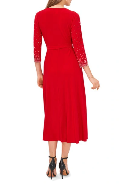 Chaus Embellished Tie Waist Midi Dress In Red