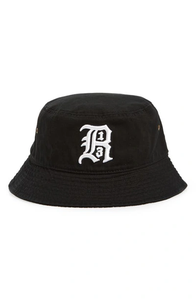 Shop R13 Embroidered Logo Cotton Bucket Hat In Black