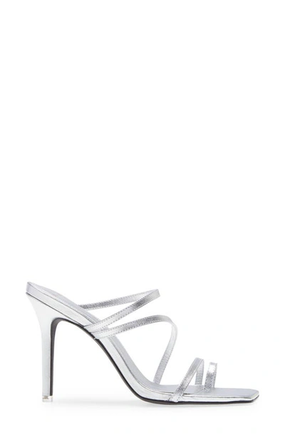 Shop Black Suede Studio Cindy Strappy Sandal In Silver Nappa Leather