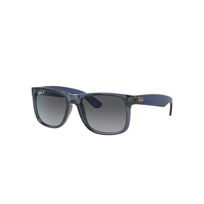 Shop Ray Ban Sunglasses Man Justin Classic - Transparent Blue Frame Grey Lenses Polarized 51-16 In Blau Transparent