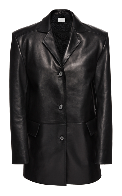 Shop Magda Butrym Women's Boxy Leather Blazer In Black