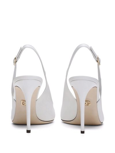Shop Dolce & Gabbana Pointed-toe Slingback Pumps In Weiss