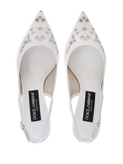Shop Dolce & Gabbana Pointed-toe Slingback Pumps In Weiss