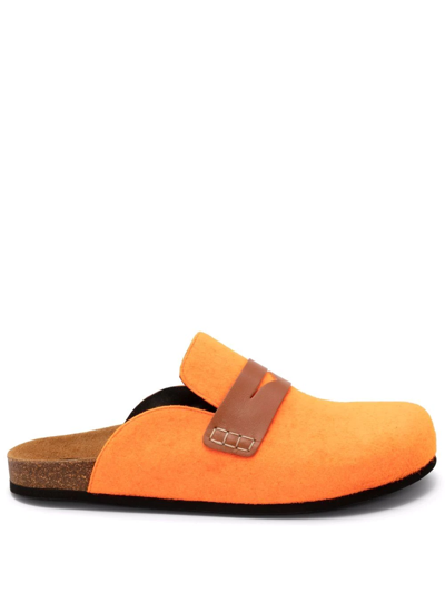 Shop Jw Anderson Felt Flat Loafers In Orange