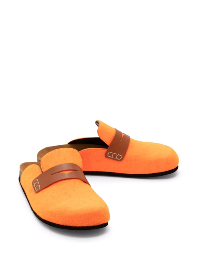 Shop Jw Anderson Felt Flat Loafers In Orange