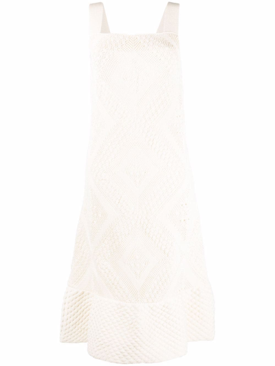 Shop Jil Sander Popcorn-knit Midi Dress In Weiss