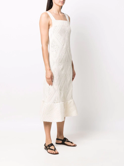 Shop Jil Sander Popcorn-knit Midi Dress In Weiss
