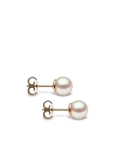 Yoko London 18kt Yellow Gold Classic 7mm Akoya Pearl Stud Earrings In Gold
