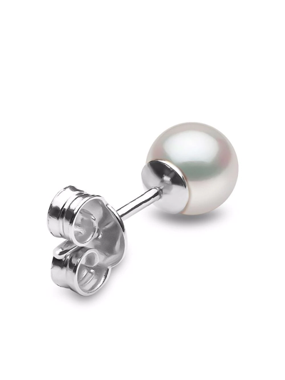 Shop Yoko London 18kt White Gold Classic 5mm Akoya Pearl Stud Earrings In Silber