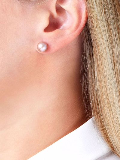 Yoko London 18kt White Gold Classic 8mm Freshwater Pearl Stud Earrings In Silber