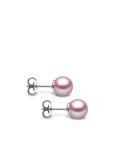 Yoko London 18kt White Gold Classic 8mm Freshwater Pearl Stud Earrings In Silber