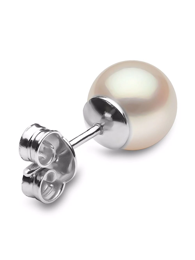 Shop Yoko London 18kt White Gold Classic 8mm Freshwater Pearl Stud Earrings In Silber