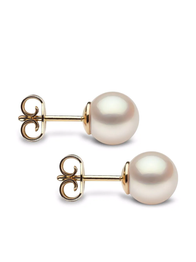 Yoko London 18kt Yellow Gold Classic 8mm Freshwater Pearl Stud Earrings In Gold