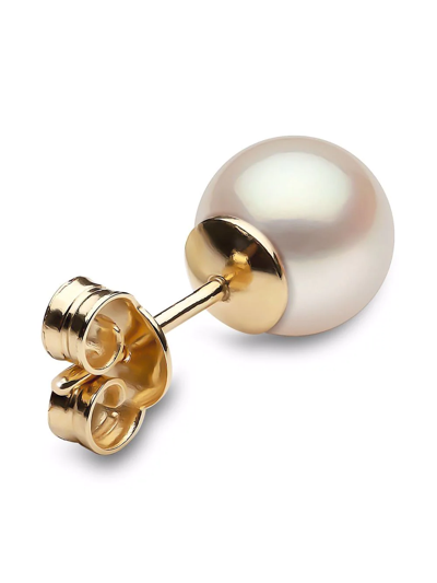 Yoko London 18kt Yellow Gold Classic 8mm Freshwater Pearl Stud Earrings In Gold