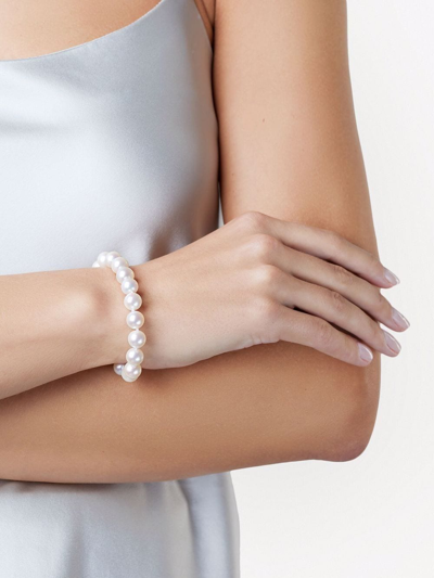 Yoko London 18kt White Gold Classic 8mm Freshwater Pearl Bracelet In Silber