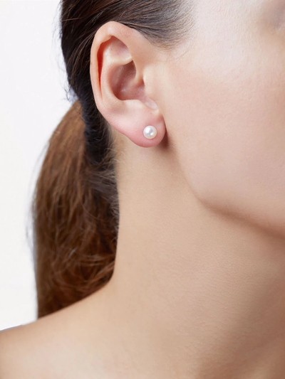 Yoko London 18kt White Gold Classic 6mm Freshwater Pearl Stud Earrings In Silber