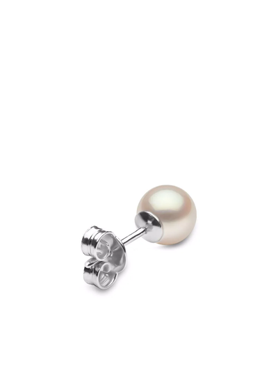 Shop Yoko London 18kt White Gold Classic 6mm Freshwater Pearl Stud Earrings In Silber