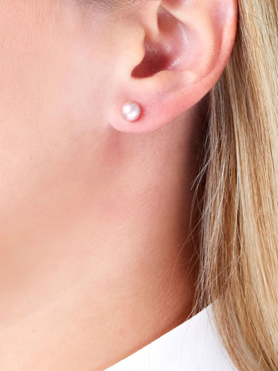 Yoko London 18kt White Gold Classic 6mm Freshwater Pearl Stud Earrings In Silber