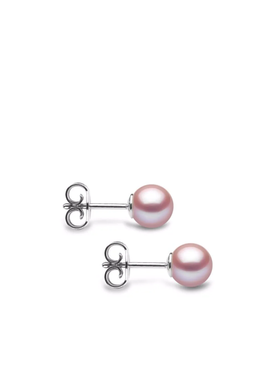 Shop Yoko London 18kt White Gold Classic 6mm Freshwater Pearl Stud Earrings In Silber