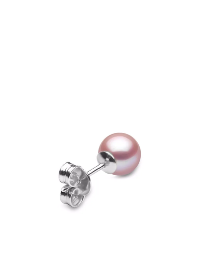Yoko London 18kt White Gold Classic 6mm Freshwater Pearl Stud Earrings In Silber