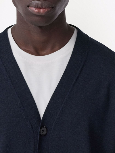Shop Burberry Monogram-motif Wool-silk Blend Cardigan In Blau