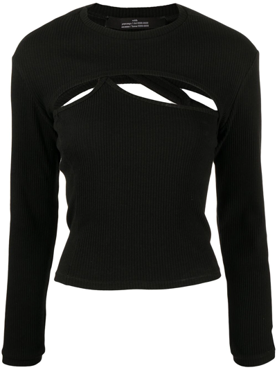 Shop Rokh Cut Out-detail Knitted Top In Schwarz