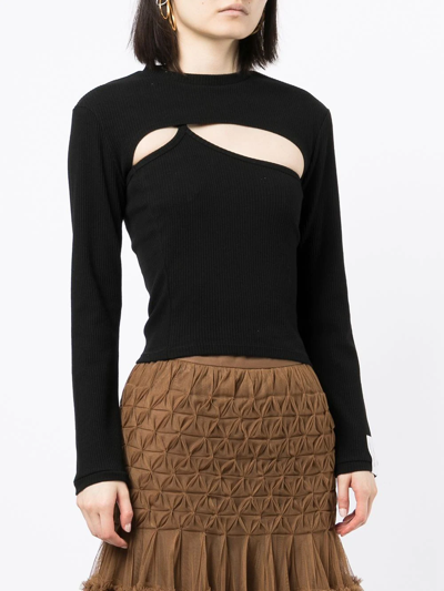 Shop Rokh Cut Out-detail Knitted Top In Schwarz