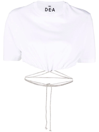 Shop Dea Crystal-embellished Cropped T-shirt In Weiss