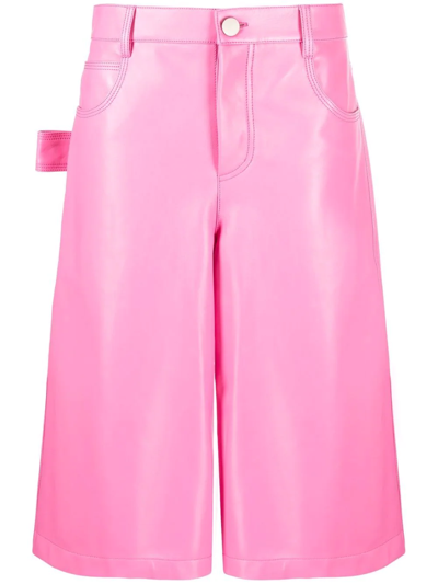 Shop Bottega Veneta Leather Bermuda Shorts In Rosa