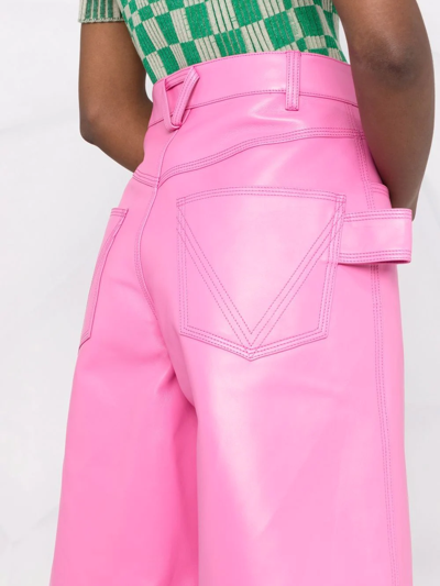 Shop Bottega Veneta Leather Bermuda Shorts In Rosa