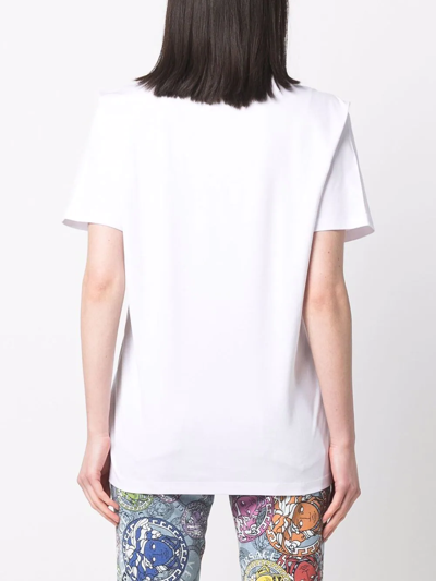 Shop Versace Logo-print Cotton T-shirt In Weiss