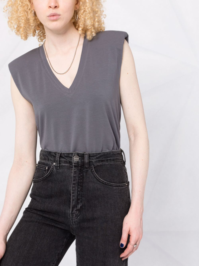 Blanca Vita Sleeveless V-neck Top In Grau