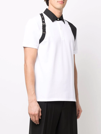 Shop Alexander Mcqueen Buckle-detail Polo Shirt In Weiss