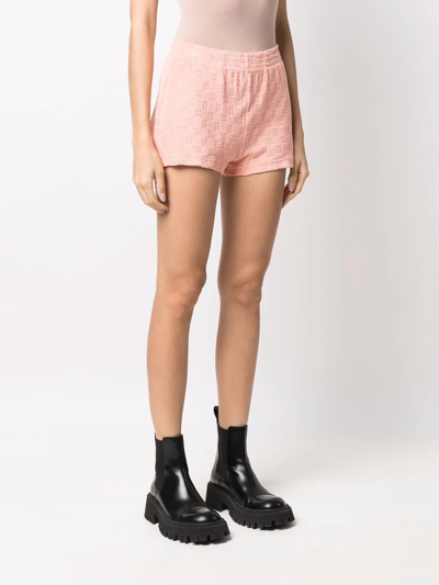 Shop Misbhv Terry Cloth-effect Mini Shorts In Rosa