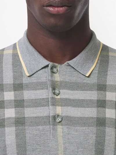 Shop Burberry Intarsia-check Polo Shirt In Grau