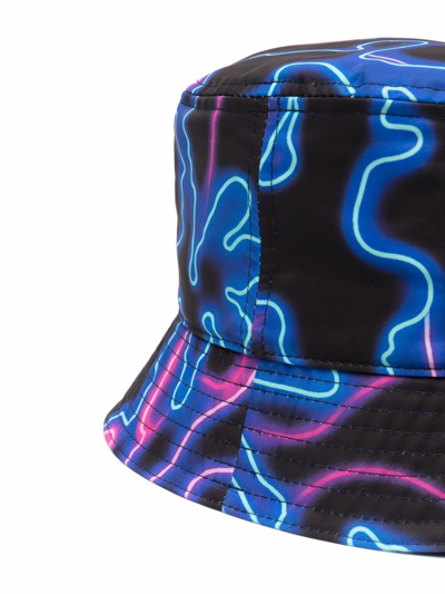Shop Valentino Neon Camou Print Bucket Hat In Schwarz