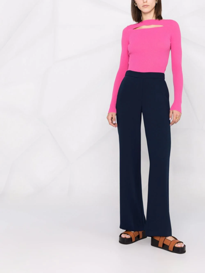 P.a.r.o.s.h Blue Pants With Wide Leg And Elastic Rear Waist In Tech Fabric Woman In Blau