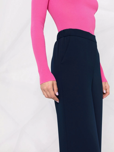 P.a.r.o.s.h Blue Pants With Wide Leg And Elastic Rear Waist In Tech Fabric Woman In Blau