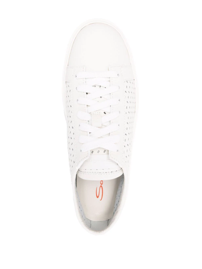 Santoni Perforated Leather Low-top Sneakers In Weiss | ModeSens