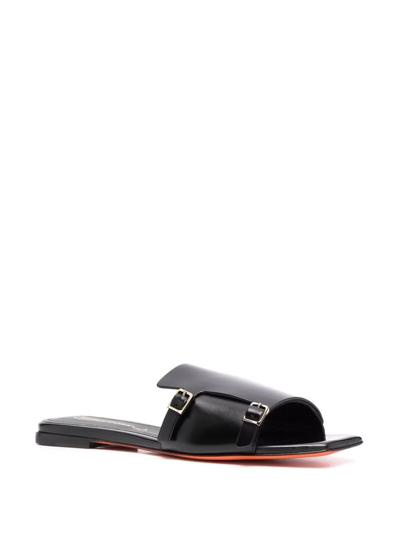 Shop Santoni Double-buckle Leather-strap Sandals In Schwarz