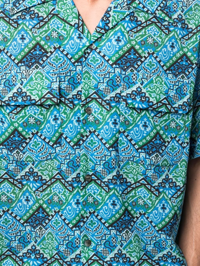 Needles Abstract-print Short-sleeved Shirt In Blue