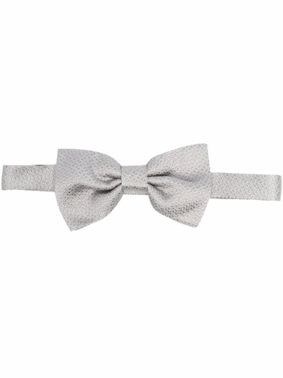 Shop Tagliatore Jacquard Silk Bow Tie In Grey