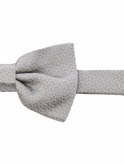 Shop Tagliatore Jacquard Silk Bow Tie In Grey