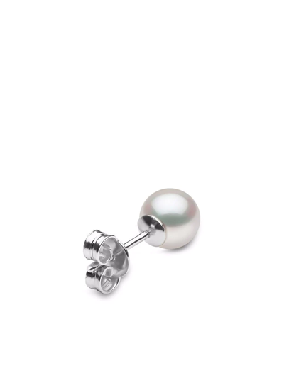 Shop Yoko London 18kt White Gold Classic 6mm Akoya Pearl Stud Earrings In Silber