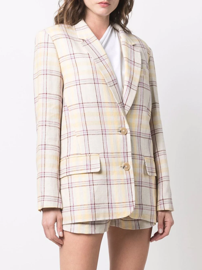 Shop Isabel Marant Étoile Check-print Linen Blazer In Nude