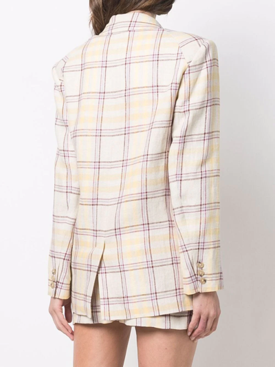 Isabel Marant Étoile Check-print Linen Blazer In Nude